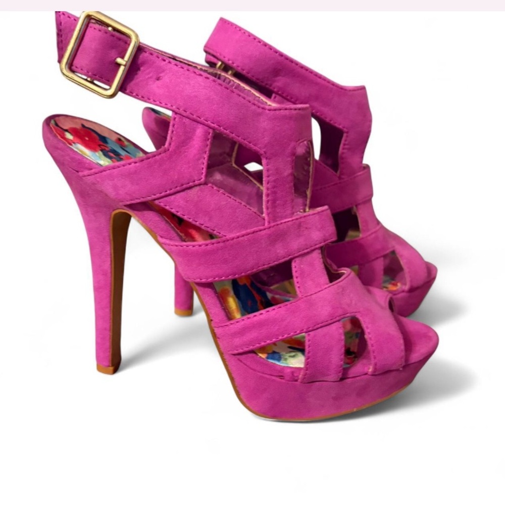 Purple/Fushia Strappy Platform Buckled High Heel
